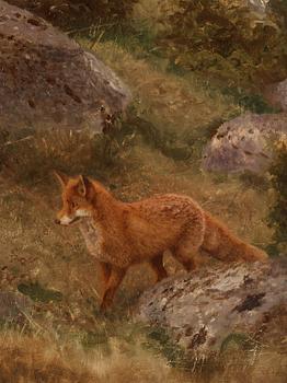 Bruno Liljefors, Landscape with a watchful fox.