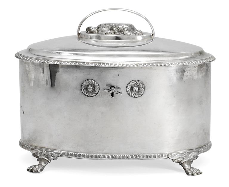 A Swedish 19th century silver sugar casket, marks of Jonas Lindberg, Stockholm 1829.