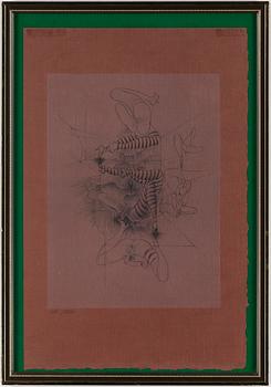 HANS BELLMER, etching on coloured paper, 1967, signed in pencil and numbered XIV/XXVI.