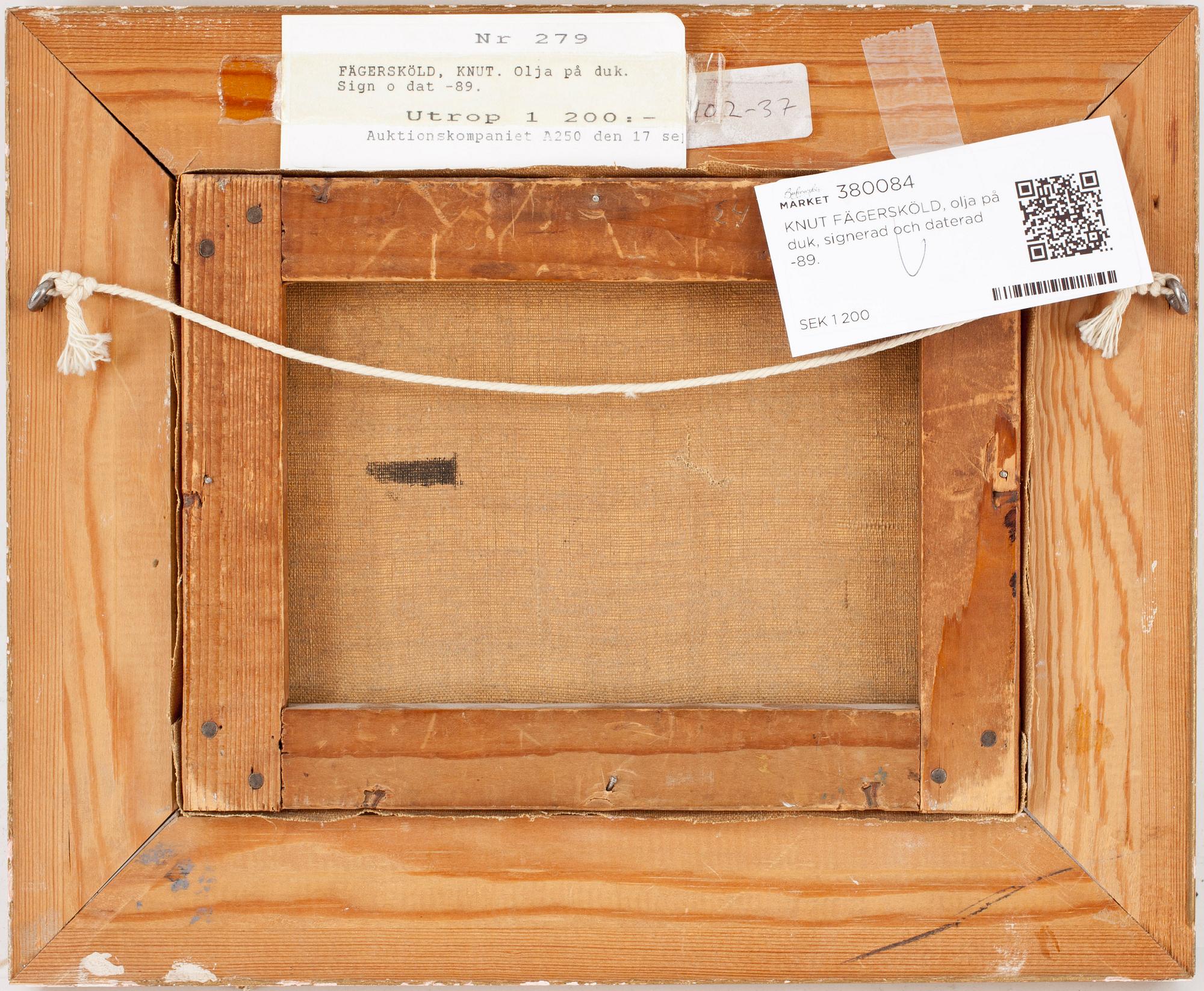 KNUT FÄGERSKÖLD, olja på duk, signerad och daterad -89.