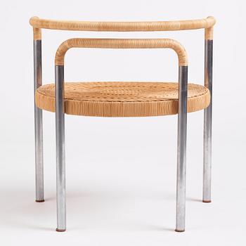 Poul Kjaerholm, a steel and rattan 'PK12' chair, E Kold Christensen, Denmark, early 1960s.