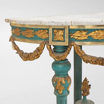 A Gustavian style console table, around 1900.