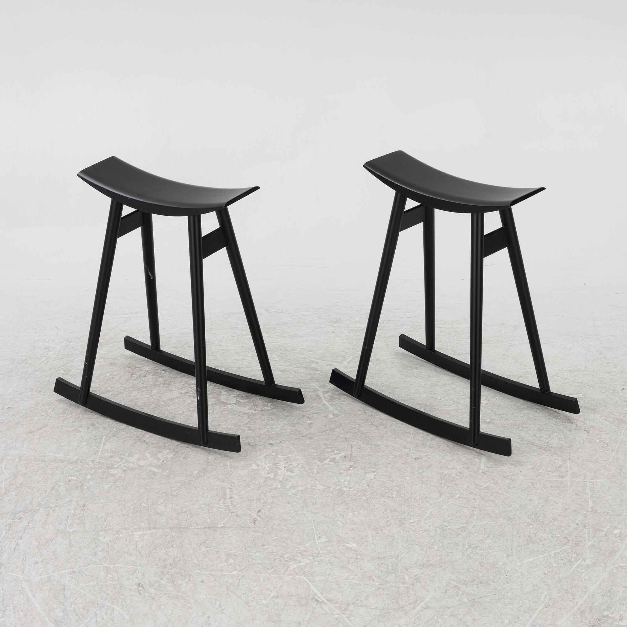 Per Sundstedt, a pair of "Ving" rocking stools, Pyra, 2004.