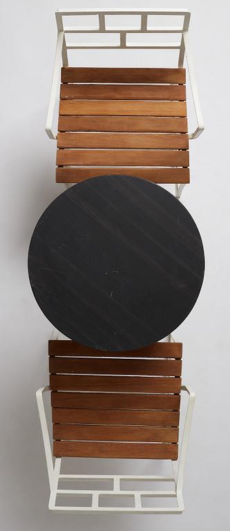 Carl Hörvik, trädgårdsmöbel, bord med 2 stolar, för Stadshotellet Båstad (Hotell Skansen) eller Lindgården, Stockholm ca 1927-29.
