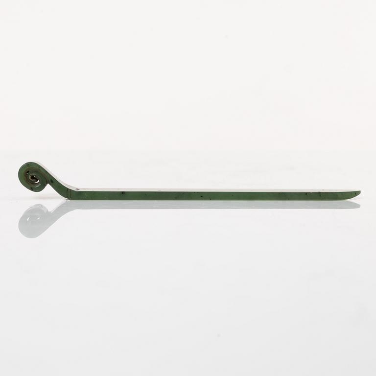 Hårnål, nefrit, sen Qingdynasti.