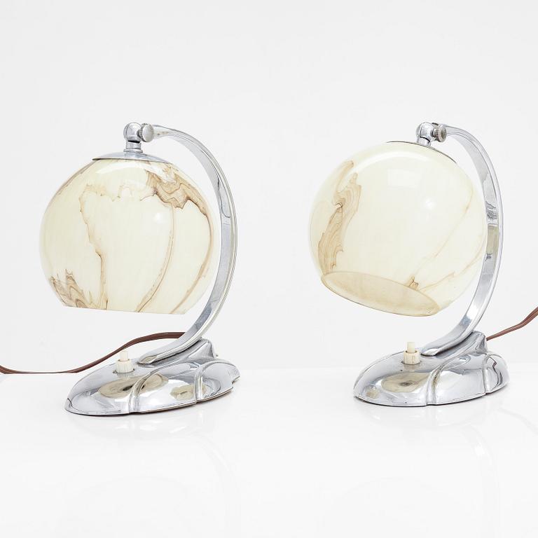 Bordslampor, ett par, funkis, 1930-tal.