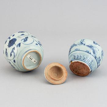 Two blue and white jars, Ming dynasty (1368-1644).