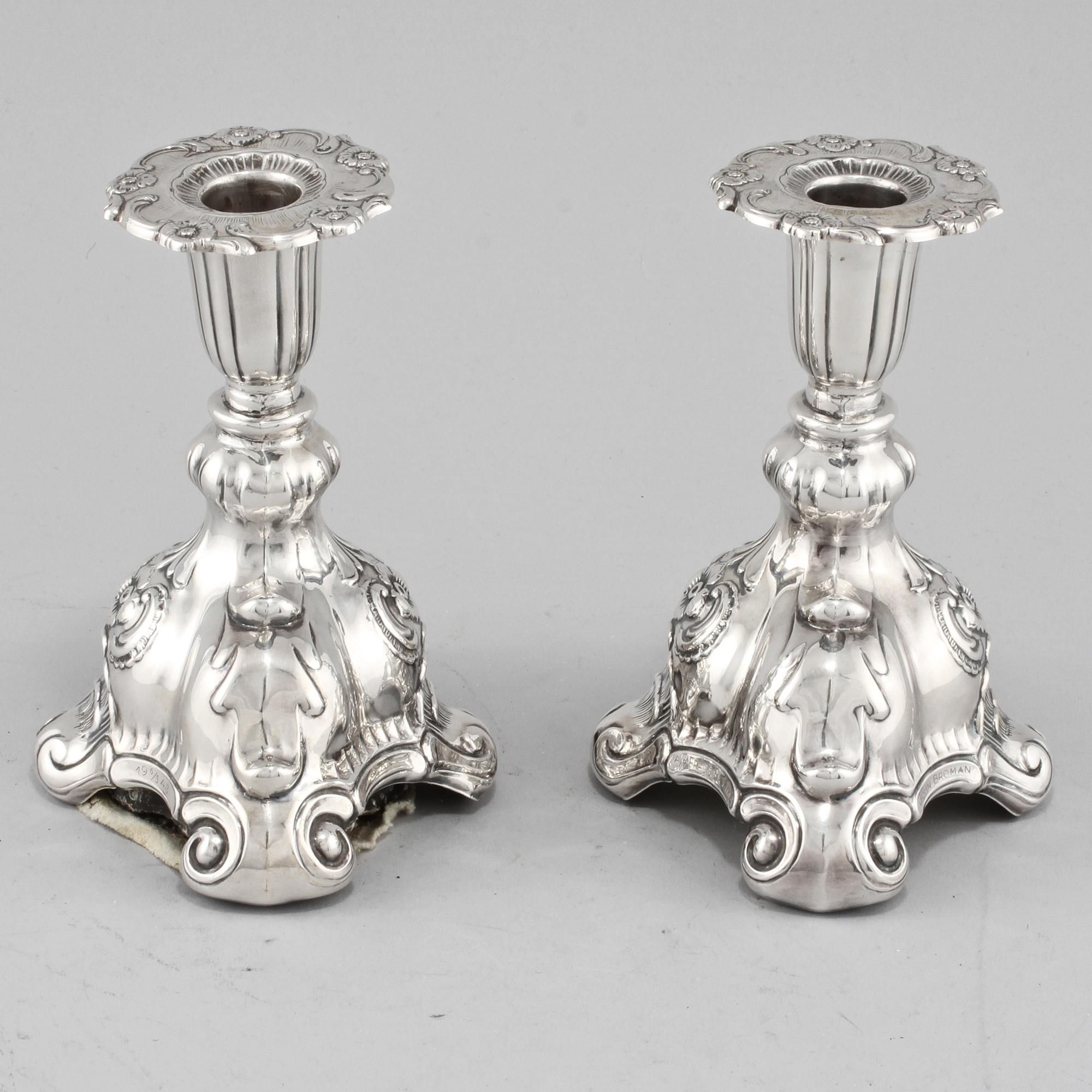 LJUSSTAKAR, ett par, silver, C.G Hallberg, Stockholm, 1947.