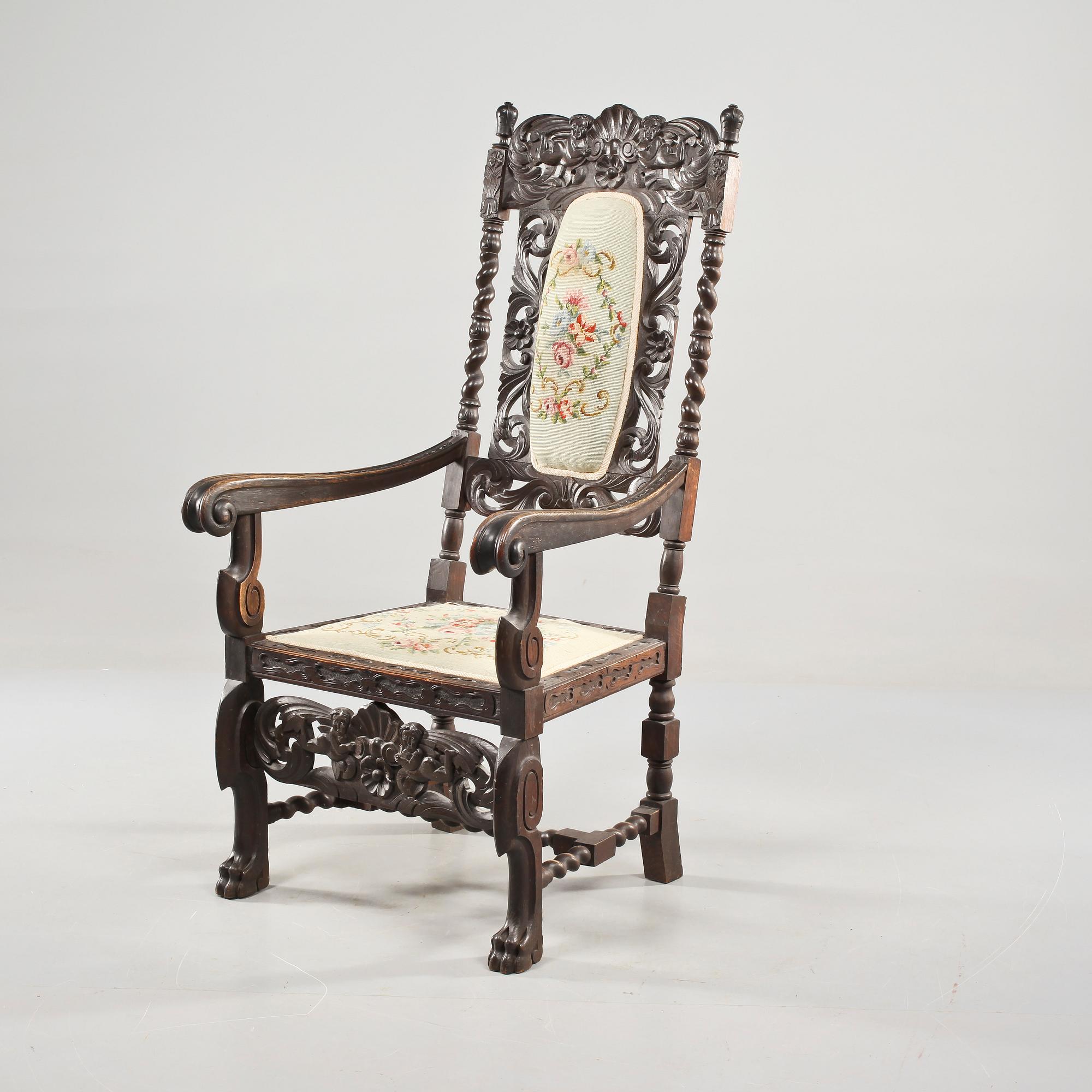 KARMSTOL, barockstil, 1900-talets första del.