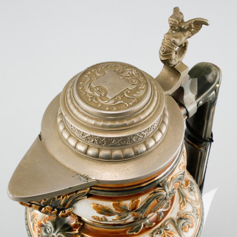 A majolica tankard from Rörstrand, made around year 1900.