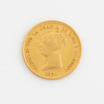 Guldmynt, Spanien, Isabel, 100 Reales 1850.