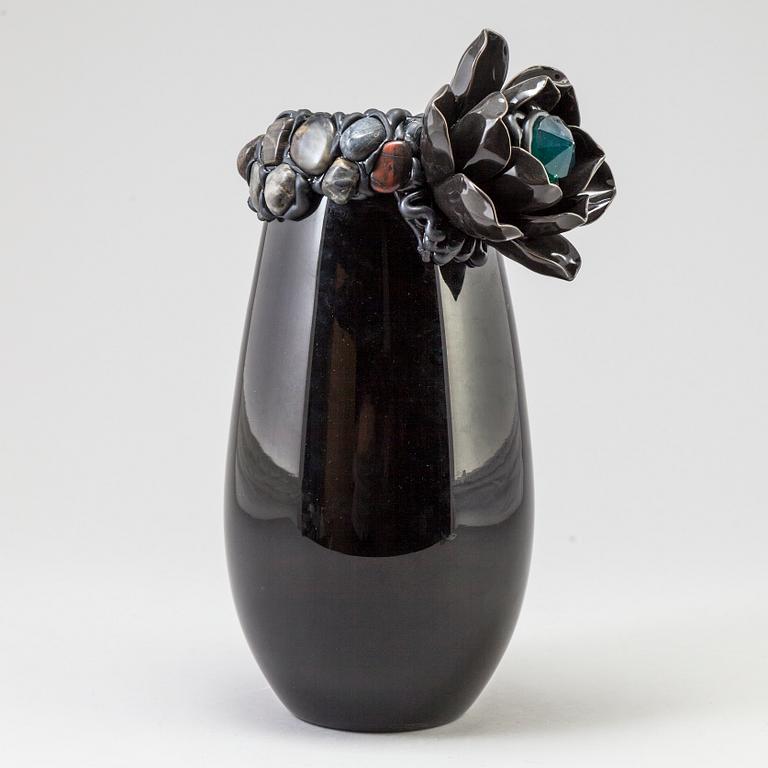 ZANDRA AHL, vase in mixed media, signed with label.