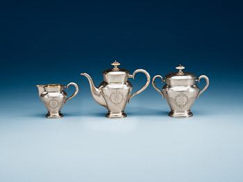 906. A Russian late 19th century parcel-gilt coffee-set, unidentified makers mark, Moscow.