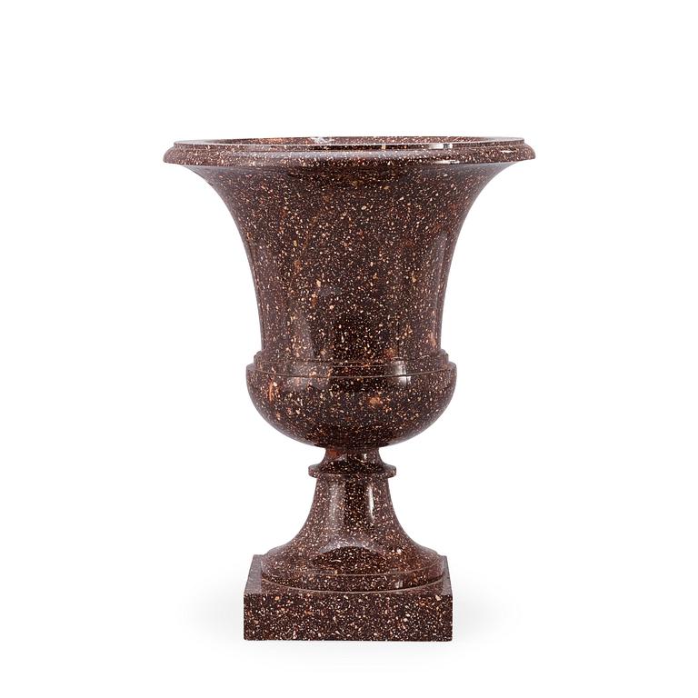 A Swedish Empire 19th century porphyry urn.