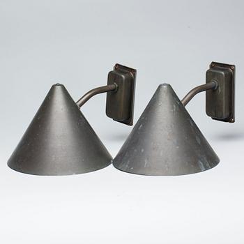 VÄGGLAMPOR, 2 st, "TRATT E27", Westal, 1900-talets slut.