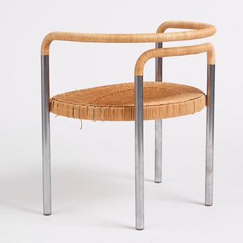 Poul Kjaerholm, a steel and rattan 'PK12' chair, E Kold Christensen, Denmark, early 1960s.