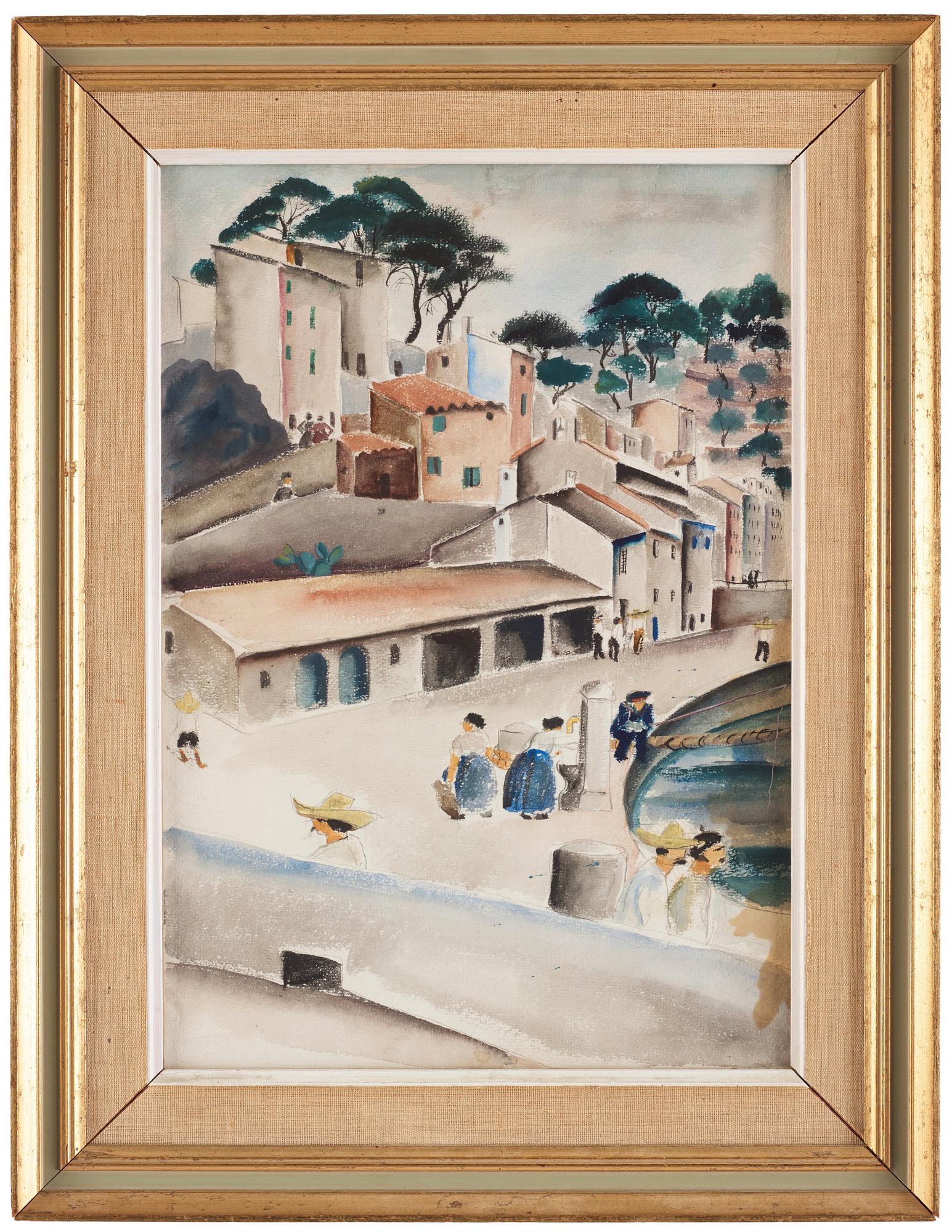 Siri Meyer, Harbor Scene from Mallorca.