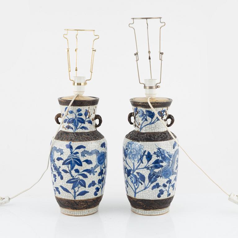 A set of two Chinese table lamps, 20th century.