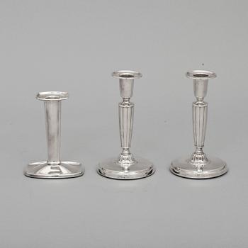 LJUSSTAKAR, 3 st, silver, 1900-tal.