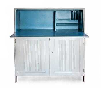 192. A WHITE LACQUERED SECRETAIRE,