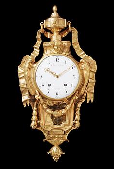 1477. A Louis XVI late 18th century gilt bronze wall-clock by A. Carcel le Jeune.