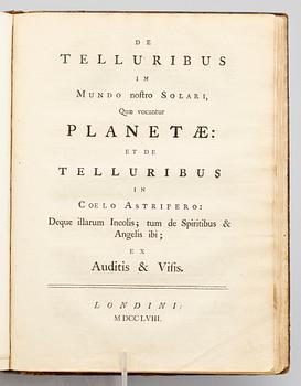 BOK, 3 sambundna volymer av Emanuel Swedenborg, London 1758.