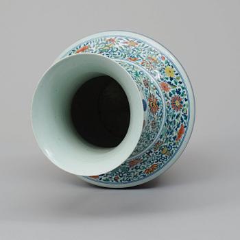 A large doucai vase with bamboshaped handles, China, 20th Century.