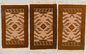 Greta Strandberg, 1920s flat weave carpets 1+3 for The Friends of Finnish Handicraft. Circa 300 x 190 and 100 x 60 cm.
