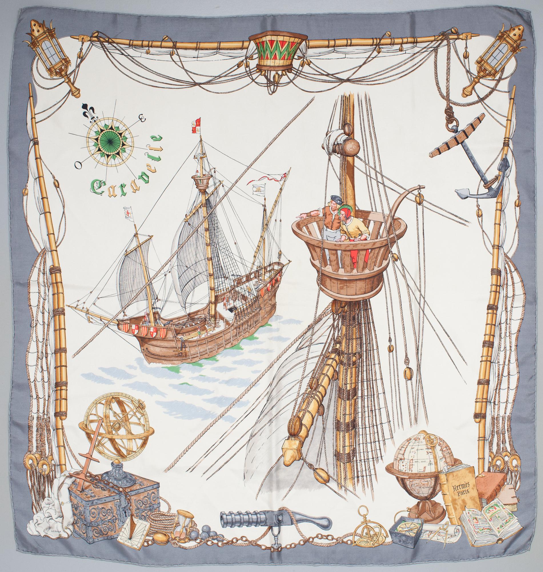 HERMÈS, scarf, "Caravalle".