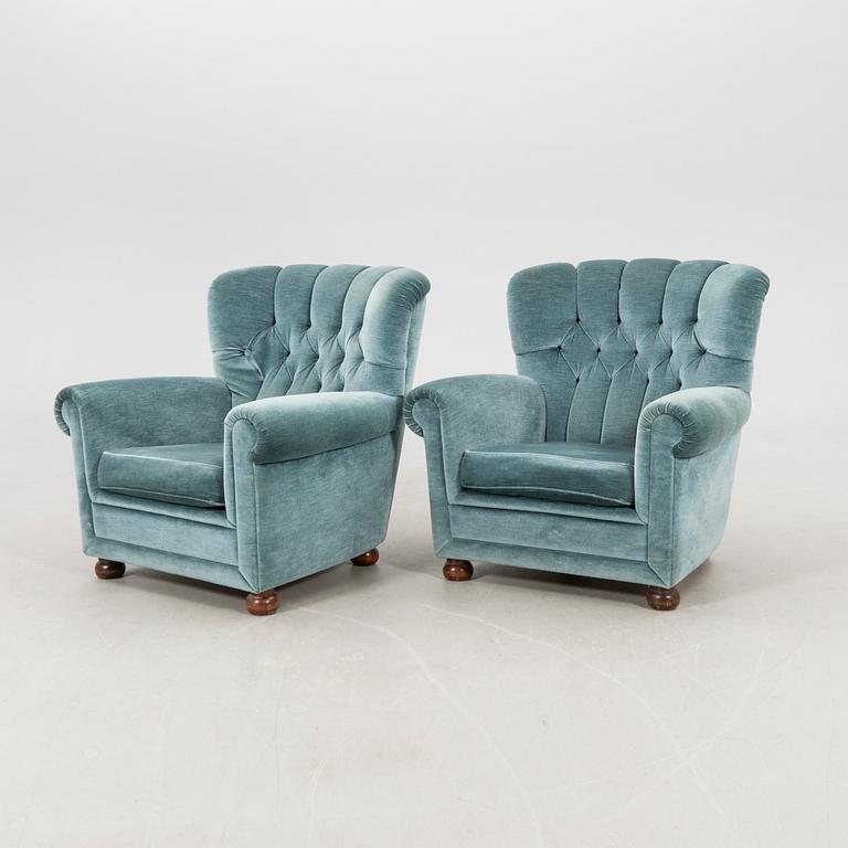 Armchairs, a pair from the 1940s/50s.