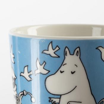 Four porcelain Moomin mugs, Arabia, Finland.