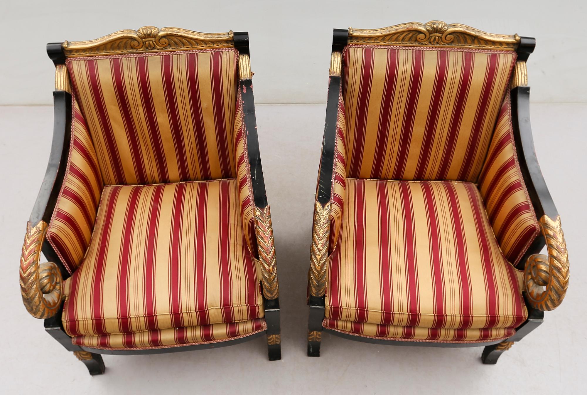 FÅTÖLJER, 1 par, empirestil, 1900-tal.