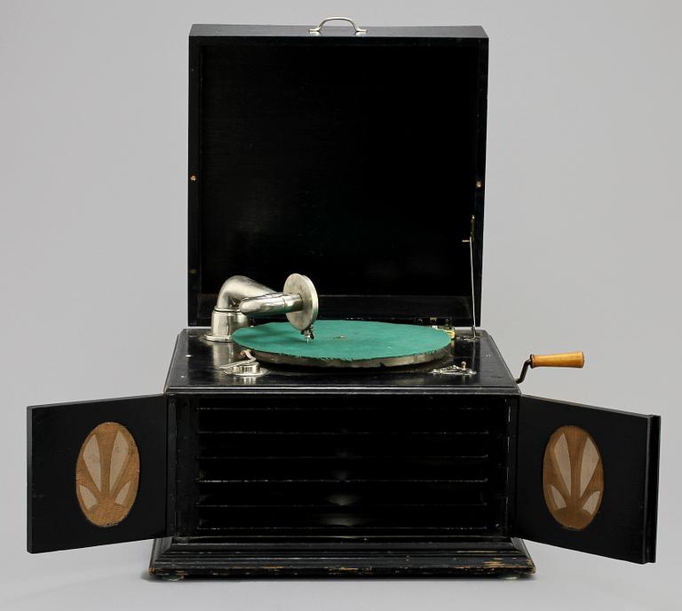 VEVGRAMMOFON med SKIVOR, Veni Vidi Vici soundbox, 1900-talets första hälft.