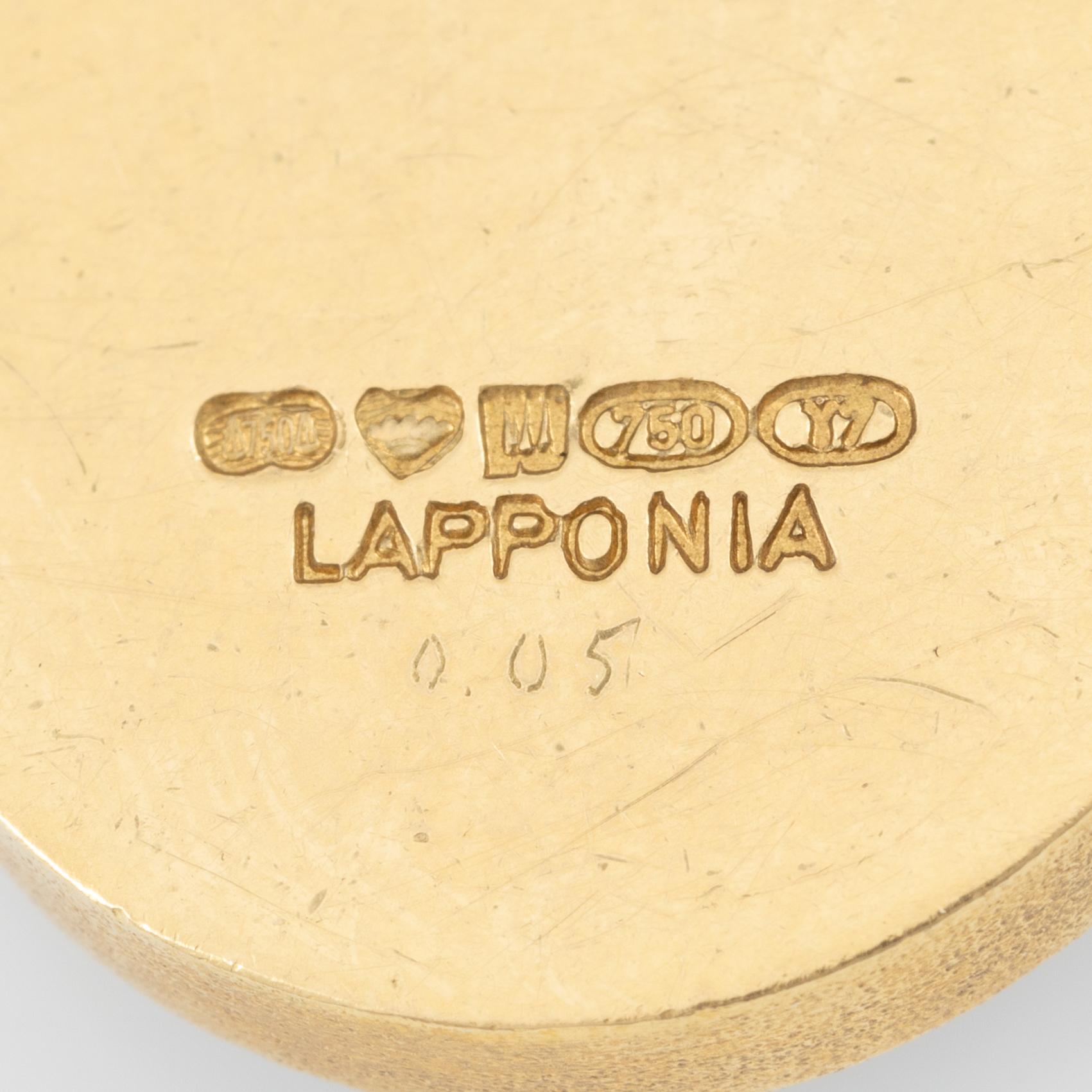 Björn Weckström, necklace, "Aztec", 18K gold with zoisite and brilliant-cut diamond. Lapponia 1976.