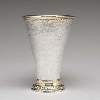 A Swedish 18th century parcel-gilt silver beaker, mark of Aron Wangstelius, Torshälla 1760.