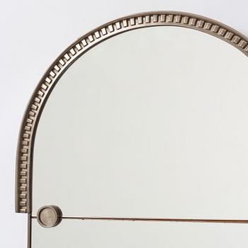 Swedish Grace, a white metal framed mirror by Herman Bergman, Stockholm 1920-30's.