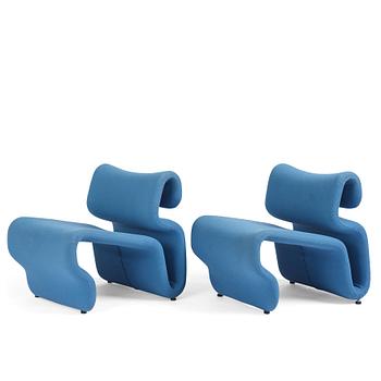 55. Jan Ekselius, a pair of lounge chairs, 'Etcetera', J.O. Carlssons Möbel AB, Vetlanda, 1960-70s.