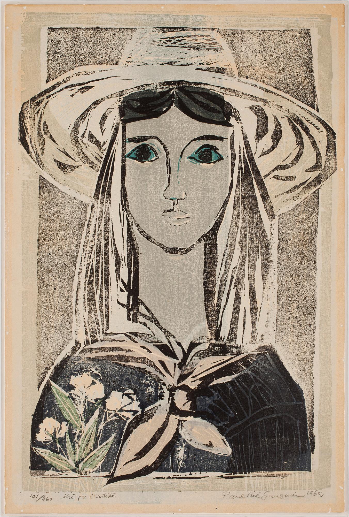 PAUL RENE GAUGUIN, träsnitt, signerad och numrerad 101/260 tiré par l'artiste, daterad 1962.