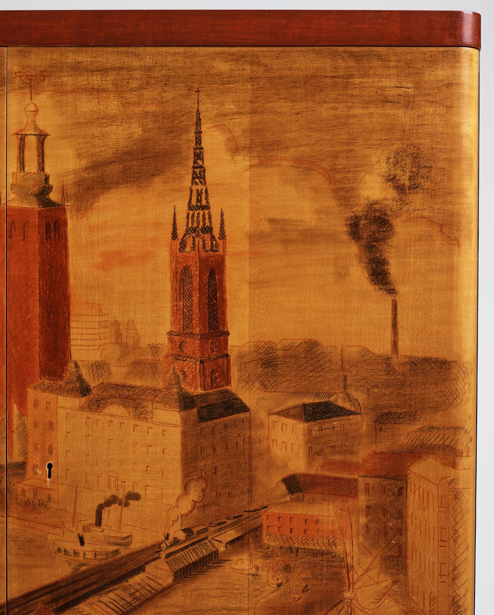 Isaac Grünewald, & Olof Östberg, skåp, unikt, AB GA Berg, Stockholm, 1935.