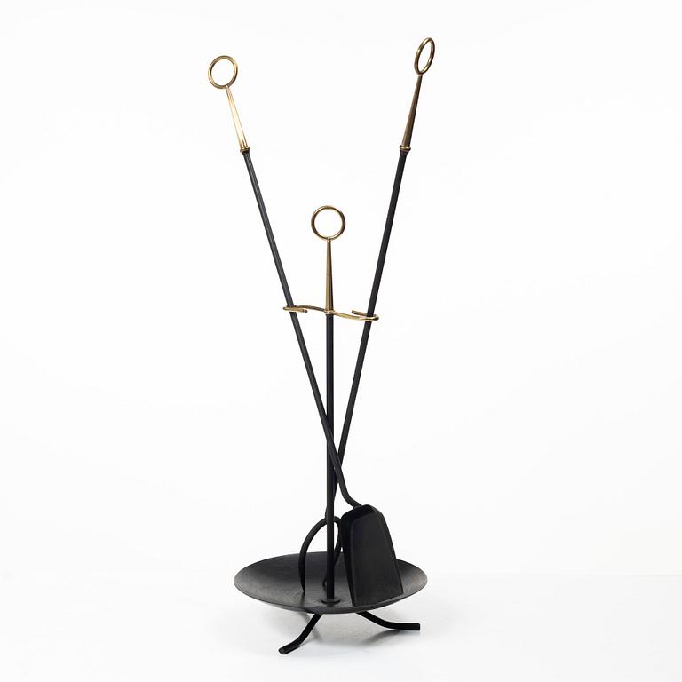 Gunnar Ander, Fire utensils on a stand, Ystad Metall, second half of the 20th century.