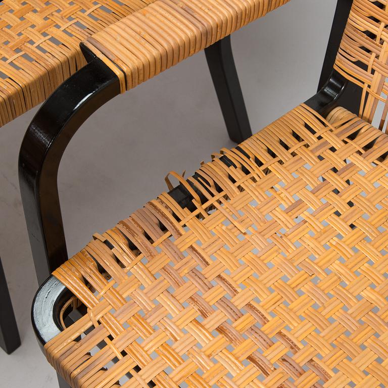 Alvar Aalto, nojatuoleja, 6 kpl, malli 45, Artek 1970-luku.