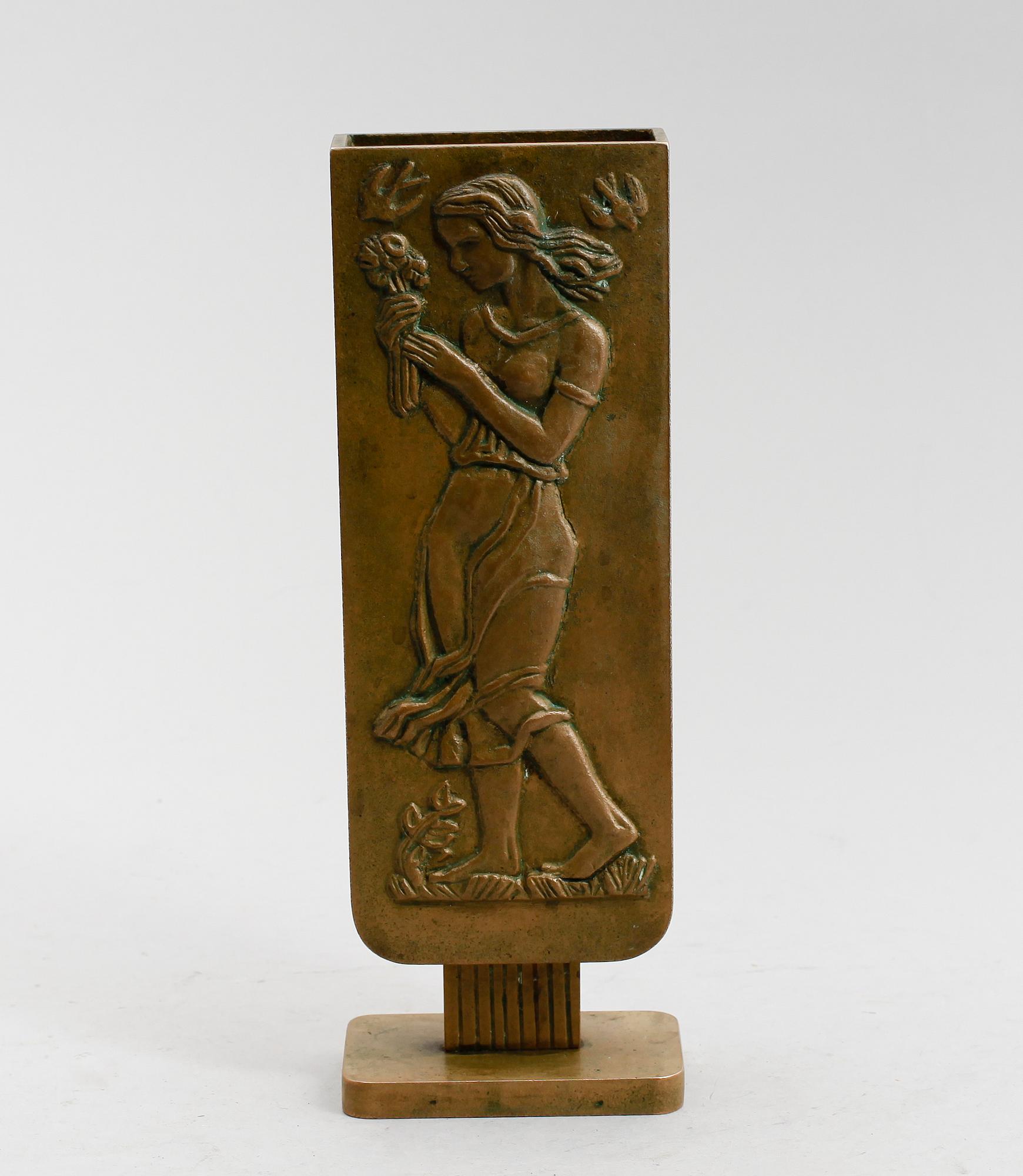 VAS, brons, Oscar Antonsson, Athena Ystad, art déco, 1900-talets första hälft.