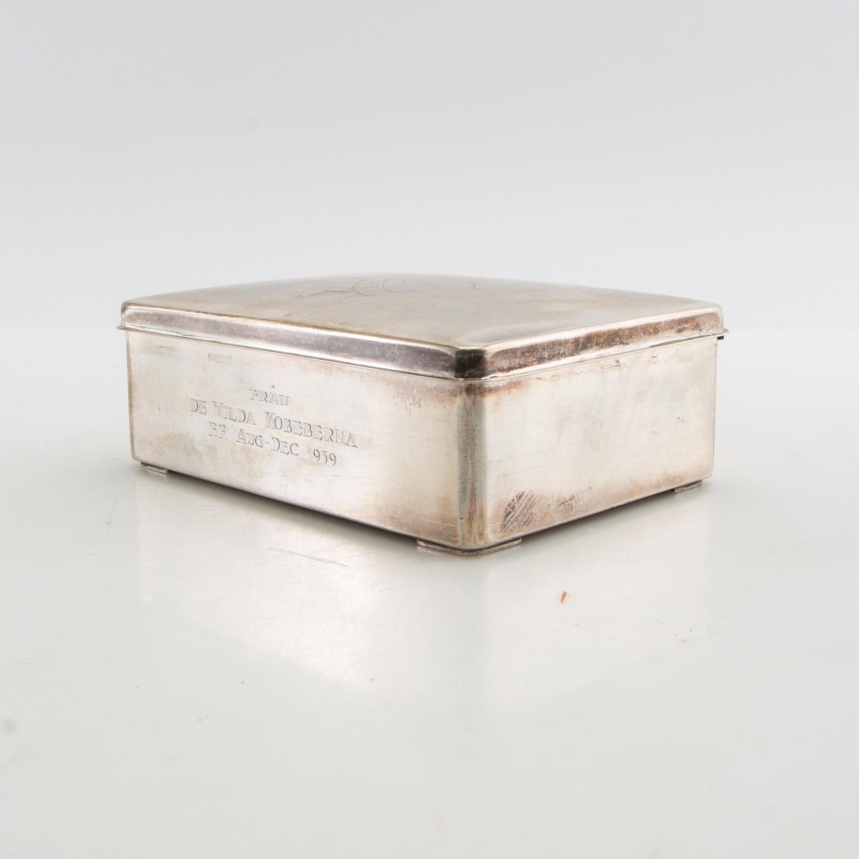 Cigarettskrin silver CG Hallberg Stockholm 1938.