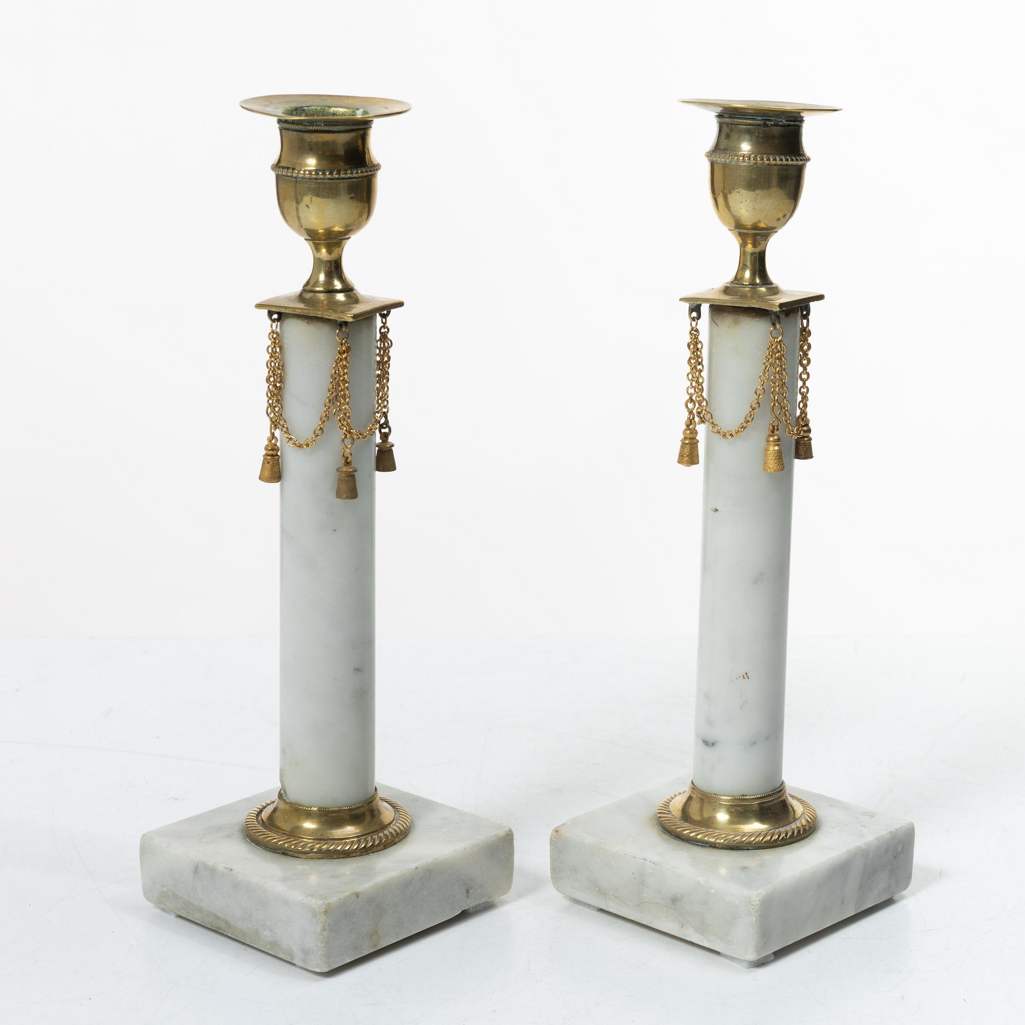 A pai of Late Gustavian candlesticks, circa 1800.