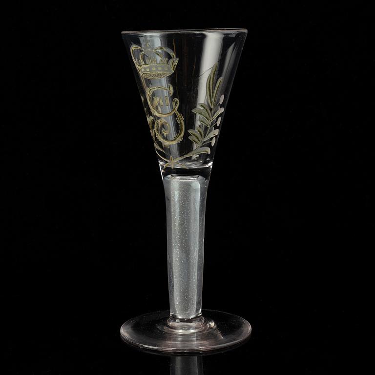 Glas, 11 stycken, Gustav IIIs monogram, 1900-tal.