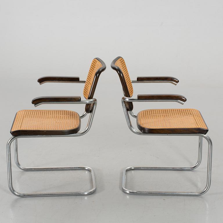 A PAIR OF MARCEL BREUER THONET ARMCHAIRS, signed Thonet 80.