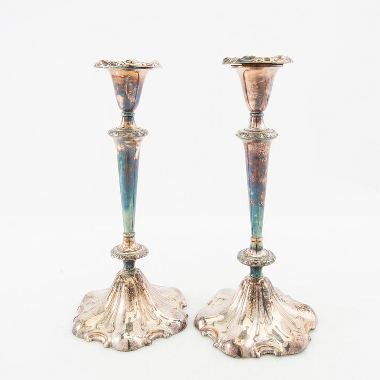 Candelsticks, a pair of silver plate, circa 1900.