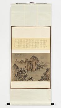 Bergslandskap, signerad Ma Lin. Men Qingdynastin, kopia efter Songdynastin.