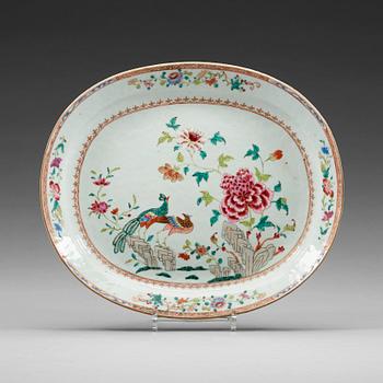 A famille rose 'double peacock' charger, Qing dynasty, Qianlong (1736-95).