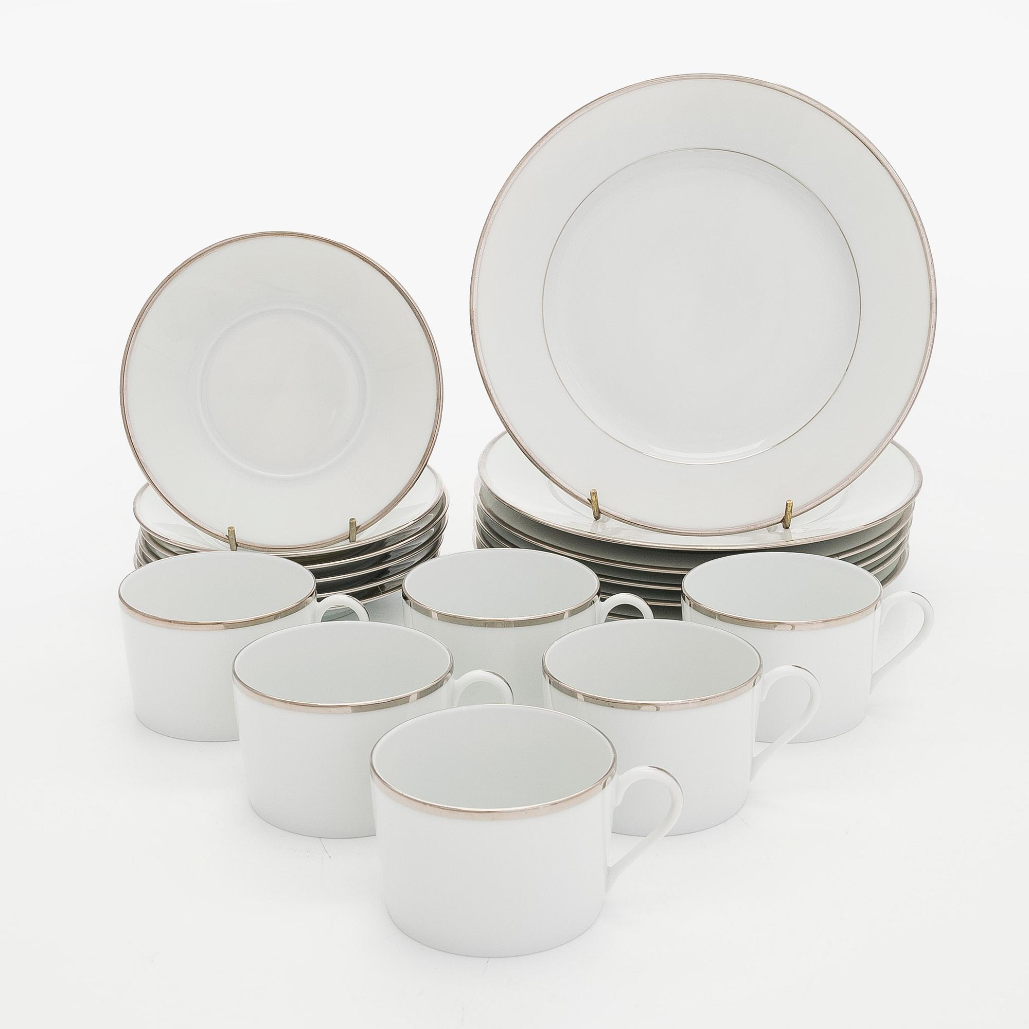 Coffee service for six persons, Haviland Orsay platine, porcelain.